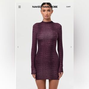 Naked Wardrobe Textured Plum Dress